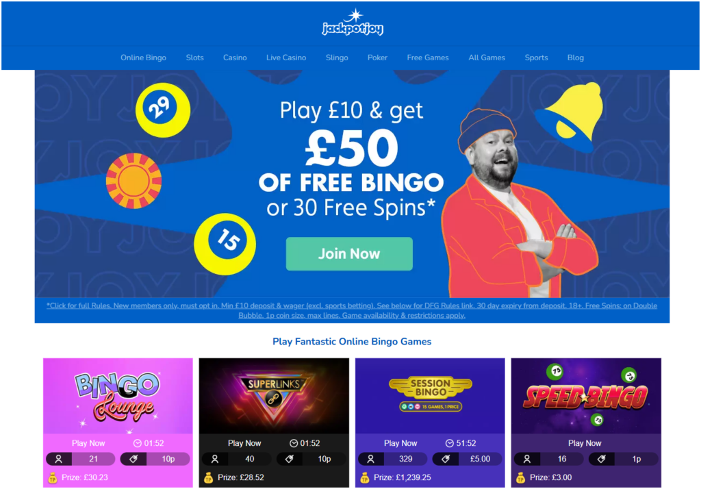 Jackpotjoy Casino - Screenshot from official website