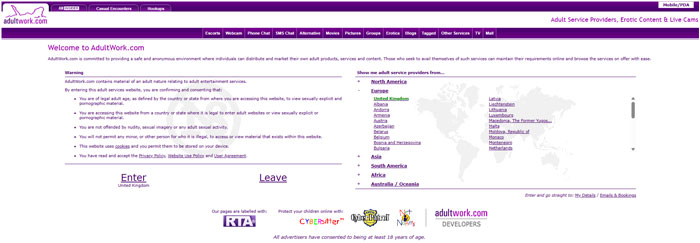 Adultwork homepage screenshot