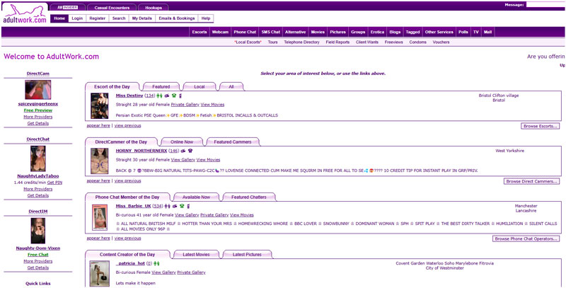Adultwork screenshot from official website