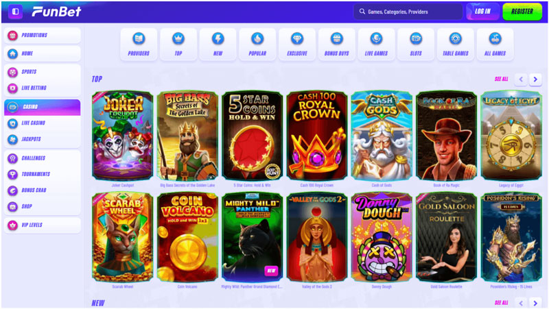 Funbet Casino homepage screenshot