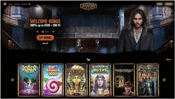 Gransino Casino homepage screenshot
