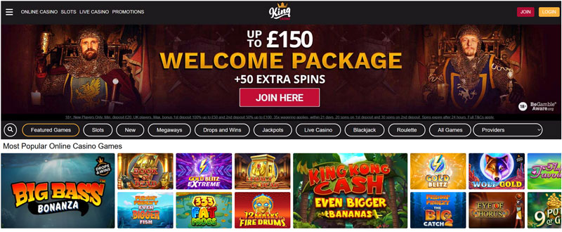 King Casino homepage screenshot from official website