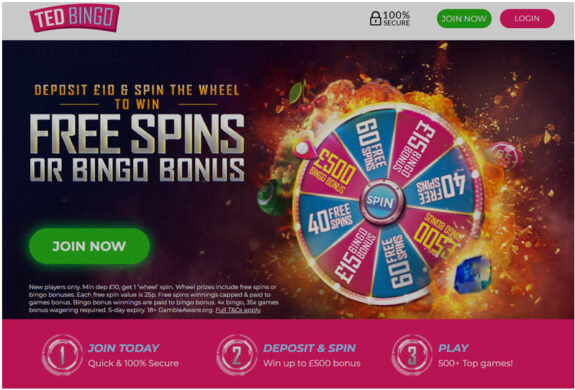 Ted Bingo homepage screenshot from official website. one of the best bingo sites in uk