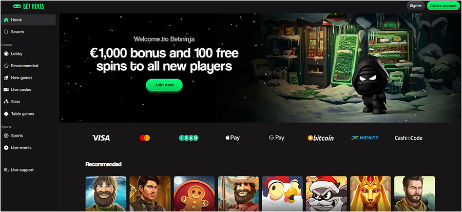 BetNinja Screenshot from official website